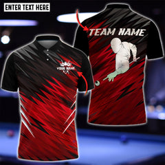 Maxcorners Billiards Black And Red Lightning Personalized Name 3D Shirt