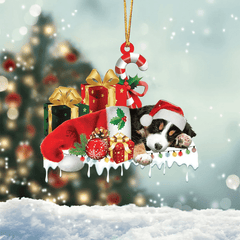 MAXCORNERS BLUE ROAN COCKER SPANIEL MERRY CHRISTMAS HANGING ORNAMENT