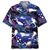 Maxcorners Scuba Diving With Neon Coral Ocean Colorful Hawaiian Shirt