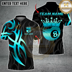 Maxcorners Billiards Crown 8 Ball Flame Multicolor Customized Name, Team Name 3D Shirt