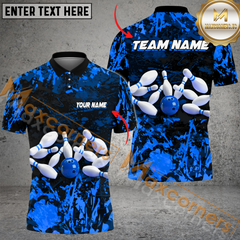 Maxcorners Fly Ink Pattern Bowling Jersey Multicolor Option Customized Name, Team Name 3D Polo Shirt