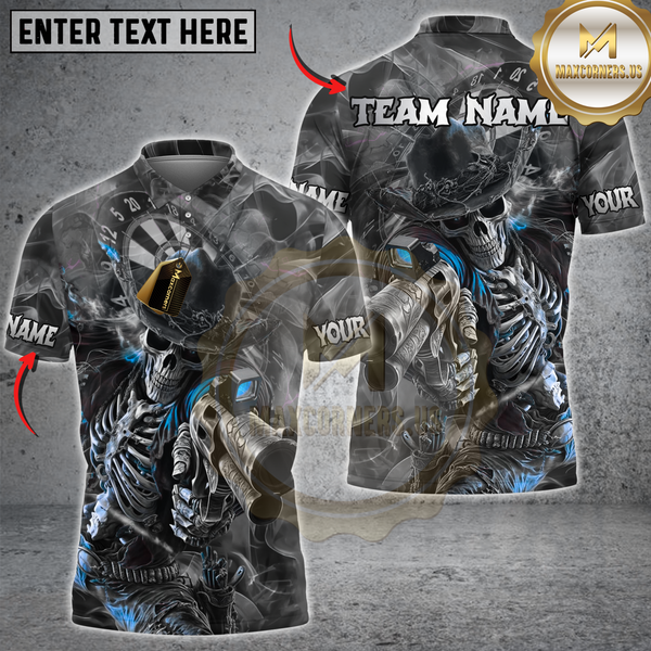 Maxcorners Darts Skeleton Gunslinger Multicolor Customized Name, Team Name 3D Shirts