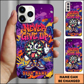 Maxcorners Darts Never Give Up Dartboard Character Personalized Name Phone Case