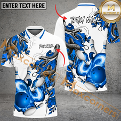 Maxcorners Ball And Pins Snake Pattern Bowling Jersey Multicolor Option Customized Name, Team Name 3D Polo Shirt