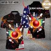 Maxcorners Colorful Paint Flag Bowling Jersey Personalized Name, Team Name 3D Shirt