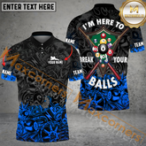 Maxcorners Billiard Ball 8 Mechanic Skull Multicolor Options Personalized Name, Team Name 3D Polo Shirt (4 Colors)