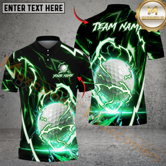 Maxcorners Thunder Strike Golf Polo Shirt, Customized Name & Team Name 3D Shirts (4 Colors)