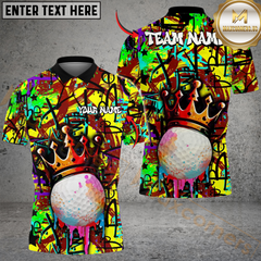 Maxcorners Golf Graffiti Crown Multicolor Customized Name, Team Name 3D Shirts