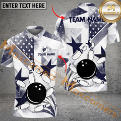 Maxcorners Ball And Pins Star Back To School Bowling Jersey Multicolor Option Customized Name, Team Name 3D Polo Shirt