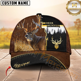 Maxcorners Hunting Brown Leather Style Multicolor Options Personalized Name 3D Cap (6 color)
