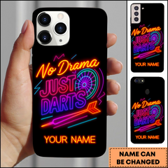 Maxcorners Darts Neon Quote No Drama Just Darts Personalized Name 3D Phone Case