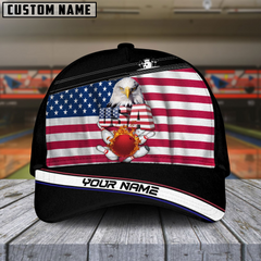 Maxcorners Bowling American Eagle Personalized Name 3D Cap