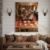 Maxcorners Deer Couple Coffee Date Rustic Café Personalized Name Canvas