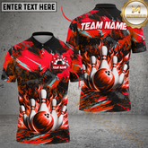 Maxcorners Bowling Neon Flame Personalized Name Men And Women 3D Polo Shirt Custom Bowling Team Jersey (4 Colors)