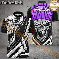 Maxcorners Billiard Ball 8 Skull Multicolor Options Personalized Name, Team Name 3D Polo Shirt