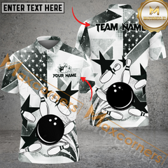Maxcorners Ball And Pins Star Back To School Bowling Jersey Multicolor Option Customized Name, Team Name 3D Polo Shirt