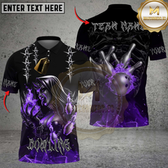 Maxcorners Bowling Flaming Nun Skull Multicolor Customized Name, Team Name 3D Shirts