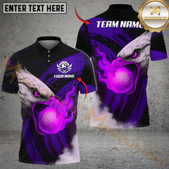 Maxcorners Flame Eagle Strike Golf Polo Shirt, Customized Name & Team Name 3D Shirts (4 Colors)