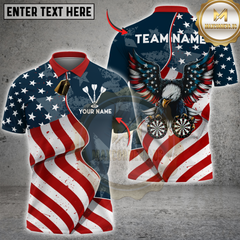 Maxcorners Darts Sport American Flag Eagle Double Target Personalized Name 3D Unisex Shirt