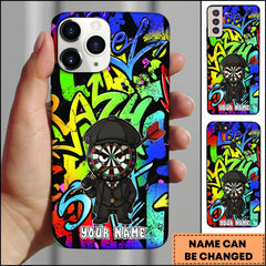 Maxcorners Darts Colorful Graffiti Dartboard Character Personalized Name Phone Case