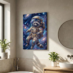 Maxcorners Astronaut Raccoon Floating in Outer Space Galaxy Art Canvas Wall Art