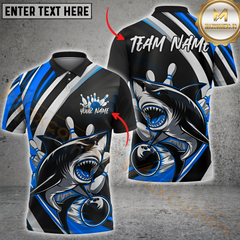 Maxcorners Bowling Angry Shark Multicolor Options Personalized Name, Team Name 3D Shirt
