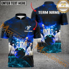 Maxcorners Galaxy Bowling Jersey Multicolor Option Customized Name, Team Name 3D Polo Shirt