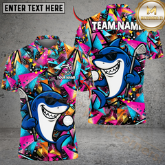 Maxcorners Golf Funny Shark Multicolor Customized Name, Team Name 3D Shirts