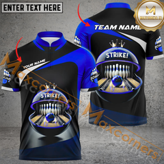 Maxcorners Funny Strike Bowling Jersey Multicolor Option Customized Name, Team Name 3D Polo Shirt