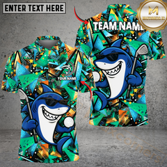 Maxcorners Golf Funny Shark Multicolor Customized Name, Team Name 3D Shirts