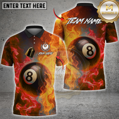 Maxcorners Billiard 8-Ball Fire and Ice Pool Multicolor Customized Name, Team Name 3D Shirt