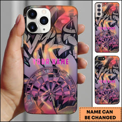 Maxcorners Darts Purple Pink Graffiti Dartboard Personalized Name Phone Case