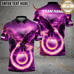 Maxcorners Phoenix Flame Golf Polo Customized Name, Team Name 3D Shirts (4 Colors)