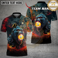 Maxcorners Billiard Fierce Gorilla 9-Ball Multicolor Customized Name, Team Name 3D Shirt