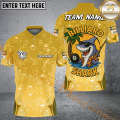 Maxcorners Billiard Funny Cartoon Shark With 8 Ball, Bubble Design Multicolor Personalized Name, Team Name 3D Shirt