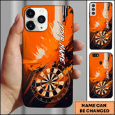 Maxcorners Darts Orange Black Fire Dartboard Personalized Name Phone Case