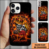 Maxcorners Darts Fire King Skull Crown Rose Dartboard Personalized Name Phone Case
