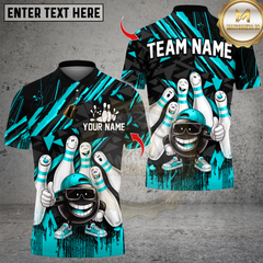 Maxcorners Bowling Angry Ball vs Screaming Multicolor Customized Name, Team Name 3D Shirt