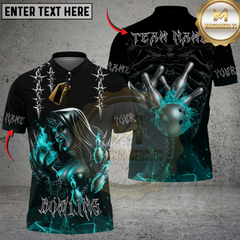Maxcorners Bowling Flaming Nun Skull Multicolor Customized Name, Team Name 3D Shirts