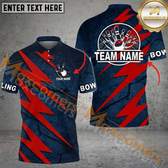 Maxcorners Lightning Volt Bowling Jersey Multicolor Customized Name, Team Name 3D Polo Shirt