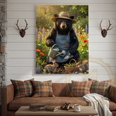 Maxcorners Garden Bear Cottagecore Floral Fantasy Canvas