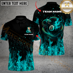 Maxcorners Billiard Fire Serpent 8-Ball Multicolor Customized Name, Team Name 3D Shirt