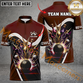 Maxcorners Ball And Pins Digital Bowling Jersey Multicolor Option Customized Name, Team Name 3D Polo Shirt