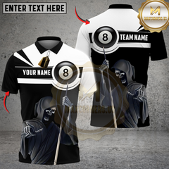 Maxcorners Billiards Grim Reaper Shadow Personalized Name 3D Unisex Shirt