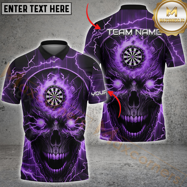 Maxcorners Darts Skull Thunder Lightning Multicolor Options Personalized Name, Team Name 3D Shirt