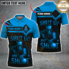 Maxcorners Billiard Shut Up and Shoot Skull Style Multicolor Personalized 3D Shirt