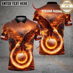 Maxcorners Phoenix Flame Golf Polo Customized Name, Team Name 3D Shirts (4 Colors)