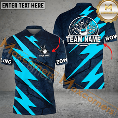 Maxcorners Lightning Volt Bowling Jersey Multicolor Customized Name, Team Name 3D Polo Shirt