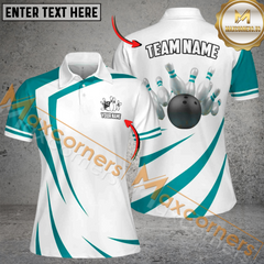 Maxcorners Apparel Red And White Bowling Jersey Customized Name, Team Name 3D Shirt For Women