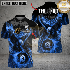 Maxcorners Billiards Ball 8 Burning Eagle Personalized Name Shirt (4 Colors)